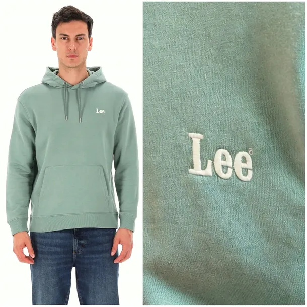Lee Essential Hoodie zielona bluza bawełniana męska z kapturem kangurka L