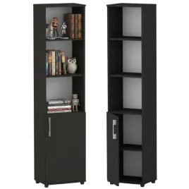 regal-slupek-5-polek-na-ksiazki-segregatory-waski-zamykany-182x40x32-czarny