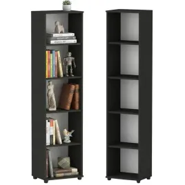 regal-waski-slupek-5-polek-na-ksiazki-segregatory-182x40x53-cm-czarny