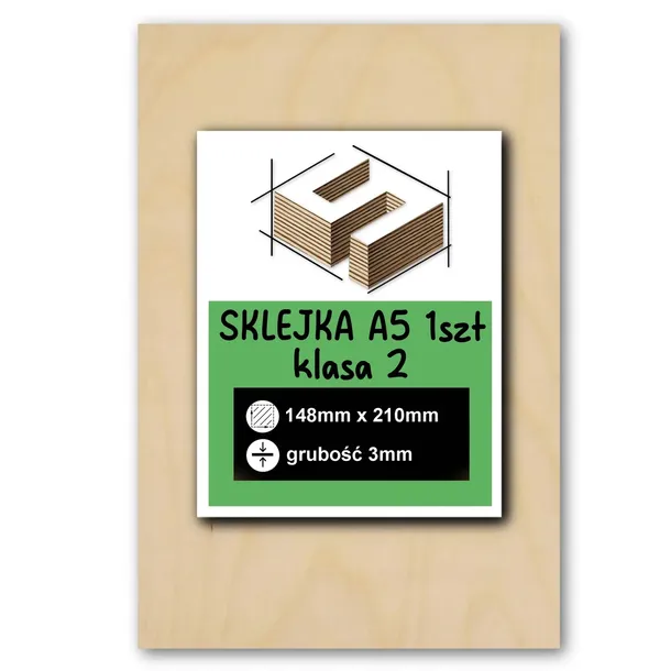 SKLEJKA A5 3mm FORMATKA DO LASERA CNC GRAWER 14.8x21cm 148x210mm 1 SZT KL2