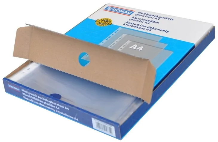 Koszulki na dokumenty DONAU, PP, A4, krystaliczne 50 mic 100szt w pudełku