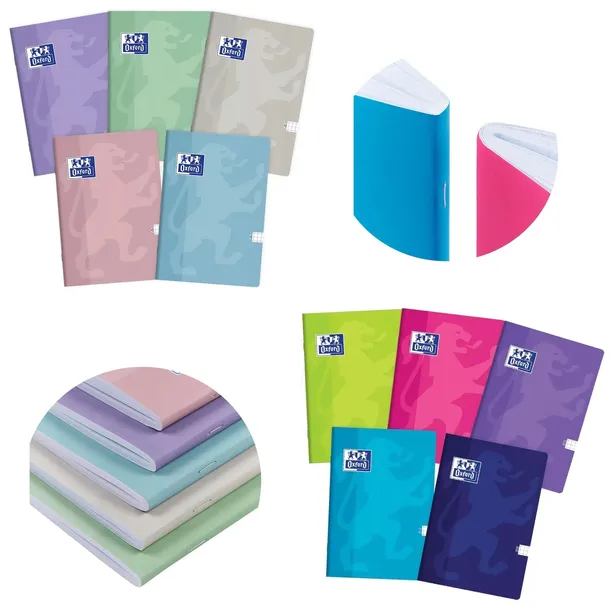 Zestaw zeszytów Oxford Touch pastel + neon A5 60 k. w kratkę - 10 kolorów