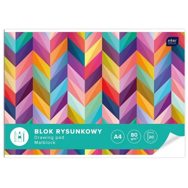 INTERDRUK BLOK RYSUNKOWY BIAŁY A4 20 arkuszy PREMIUM 80g