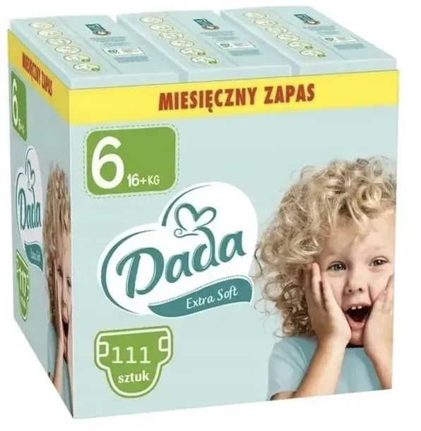 PIELUSZKI DADA EXTRA SOFT 6 XL PAMPERSY 16+kg   111 szt !!!!   NOWOŚĆ !!!