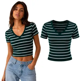 t-shirt-koszulka-damska-crop-top-granatowa-bawelniana-krotki-rekaw-wygodna