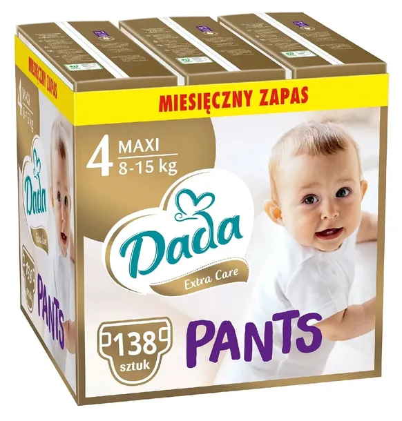 DADA PANTS PIELUCHOMAJTKI 4 MAXI EXTRA CARE PAMPERSY 3x46=138 szt !!!!