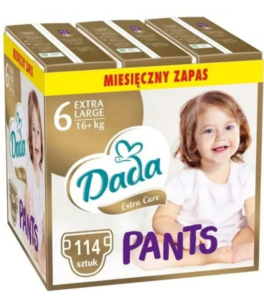 DADA PANTS PIELUCHOMAJTKI 6 XL EXTRA CARE PAMPERSY 3x38=114 szt