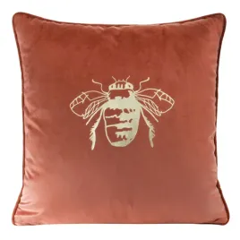 poszewka-blink-14-45x45-cm-ceglasta-welwet-ze-zlota-pszczola-dekoracyjna