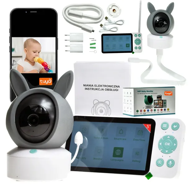 Obrotowa kamera WIFI NADAJNIK ODBIORNIK Niania Elektroniczna TUYA SMART