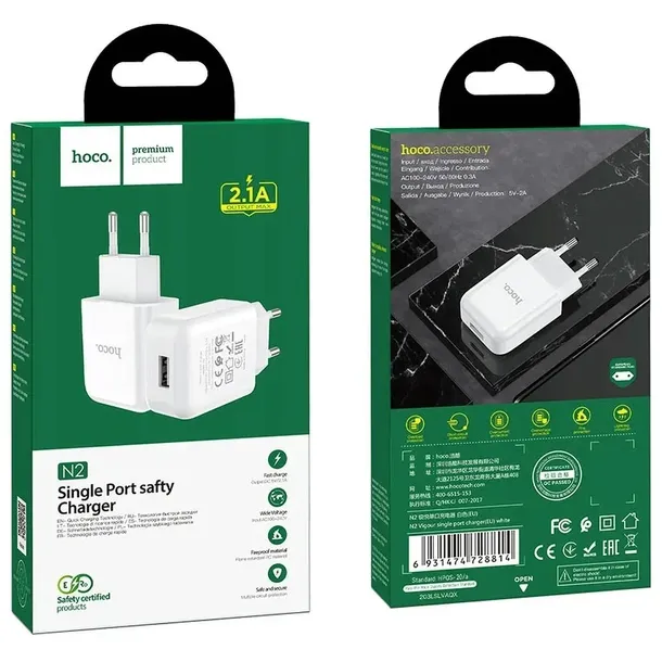 hoco-ladowarka-sieciowa-usb-2a-n2-biala-kolor-bialy