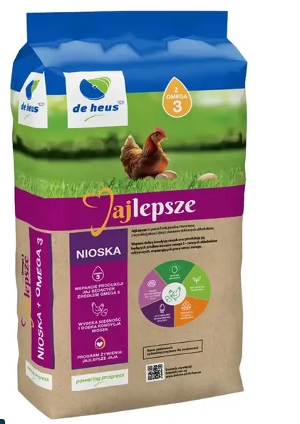 Pasza dla kur niosek De Heus nioska jajlepsze 25kg omega 3 sypka
