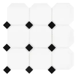 octagon-white-95-matt-biala-mozaika-oktagon-z-czarnymi-kwadratami-matowa