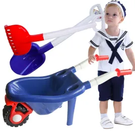 granatowa-duza-taczka-ogrodowa-na-plaze-74cm-lopata-grabie-do-piasku