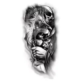 tatuaz-wojownik-czaszka-lew-zmywalny-tymczasowy-wodny