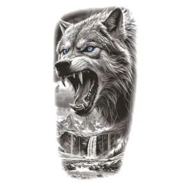 tatuaz-wilk-niebieskie-oczy-grozny-zmywalny-tymczasowy-wodny