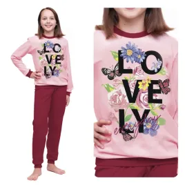 pizama-dla-dzieci-dziewczynek-100percent-bawelny-napis-lovely-rozowa-rozm-140