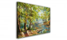 obraz-na-plotnie-097-staw-w-lesie-90x60cm