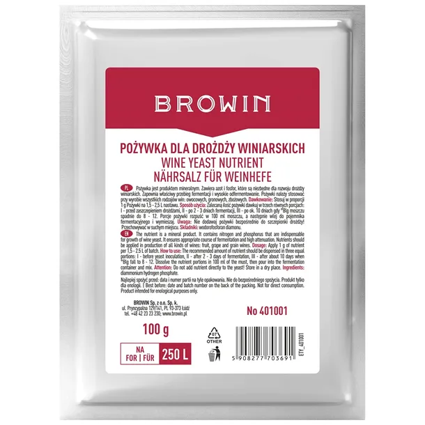 POŻYWKA dla drożdży winiarskich 100g wine yeast