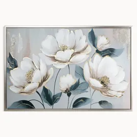 obraz-recznie-malowany-60x90-cm-bialy-zloty-motyw-kwiatow