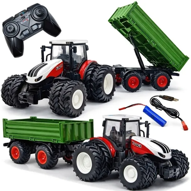 TRAKTOR ZDALNIE STEROWANY CIĄGNIK Z PRZYCZEPĄ RC FARMA KORODY