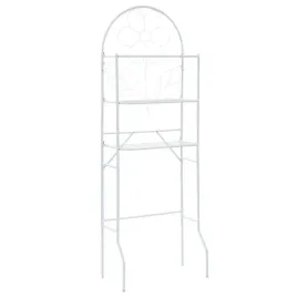 bialy-regal-lazienkowy-ze-stalowa-rama-i-motywem-kwiatu-60x33x174-cm