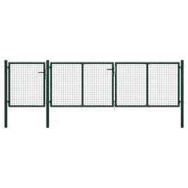 zielona-brama-ogrodowa-ze-stali-400-x-150-cm-z-zamkiem-i-kluczami