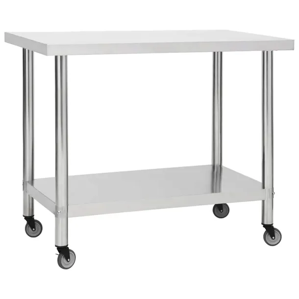 Stół roboczy gastronomiczny stal nierdzewna 100 x 30 x 85 cm srebrny