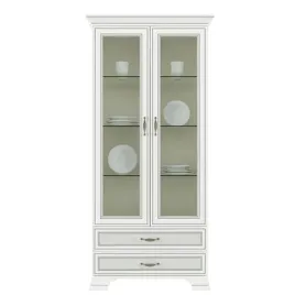 witryna-stojaca-mebelbos-tiffany-ii-99-cm-2w2s-krem-matowa-2-szuflady