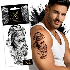 tatuaz-zmywalny-tymczasowy-sztuczny-meski-damski-wilk-kwiaty-duzy-xl