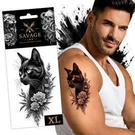 tatuaz-zmywalny-tymczasowy-sztuczny-meski-damski-kot-kwiaty-duzy-xl