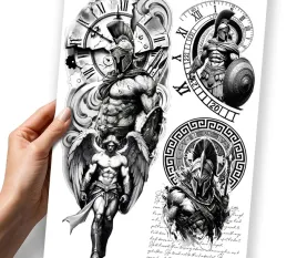 zestaw-tatuazy-dla-kobiety-mezczyzny-wojownik-sparta-grecja-rzym
