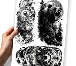 zestaw-tatuazy-tymczasowych-dla-kobiety-mezczyzny-niedzwiedz-grizli-orzel