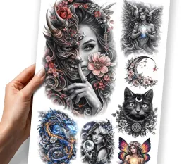 zestaw-tatuazy-tymczasowych-dla-kobiety-mezczyzny-fantazy-dziewczyna-kot