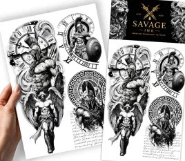tatuaze-meski-damski-wzory-wojownik-sparta-grecja-rzym-zestaw-xxxxl