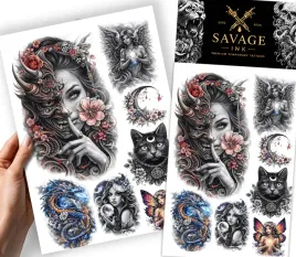 sztuczne-tatuaze-meski-damski-wzory-fantazy-dziewczyna-kot-zestaw-xxxxl