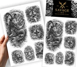 tatuaze-meski-damski-wzory-znaki-zodiaku-koziorozec-bliznieta-zestaw-xxxxl