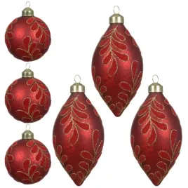 szklane-czerwone-bombki-choinkowe-matowe-dekorowane-mix-kpl-6-szt-8-cm