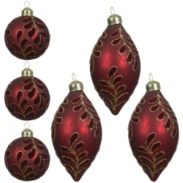 szklane-bordowe-bombki-choinkowe-matowe-dekorowane-mix-kpl-6-szt-8-cm