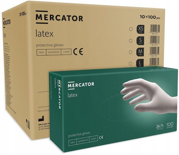 Rękawice lateksowe MERCATOR latex 10szt. rozm M