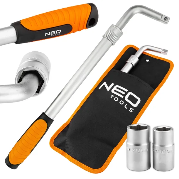 KLUCZ TELESKOPOWY DO KÓŁ 395-535 MM Z NASADKAMI 17/19 + 21/23 MM NEO TOOLS