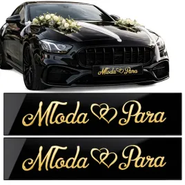 tablice-slubne-mloda-para-weselne-2-szt-zlote-napisy-do-auta-czarny-akryl