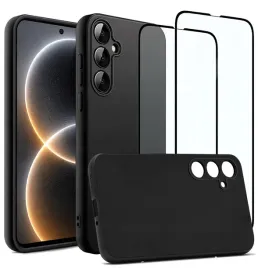 etui-na-telefon-samsung-galaxy-m55-5g-czarne-matowe-silikon-2x-szklo-5d
