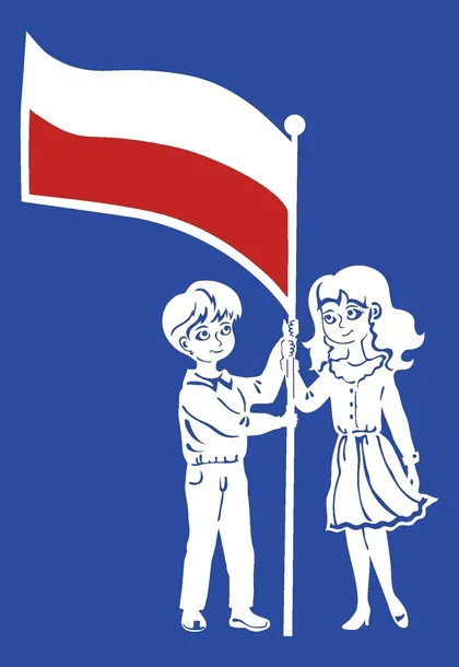 Dekoracja patriotyczna 3 Maja 11 Listopada Dzieci z flagą 3 - 83x57cm