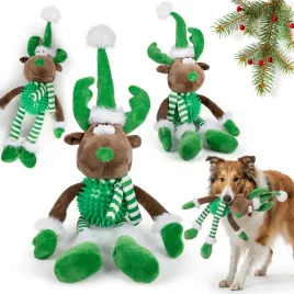 hocky-swiateczna-zabawka-pluszowa-psa-zielony-rudolf-pilka-z-kolcami-42cm