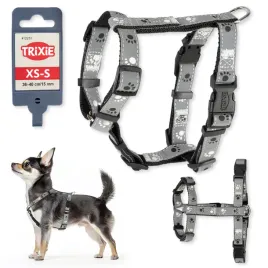 trixie-regulowane-szelki-dla-psa-xs-s-odblaskowe-lapki-30-40-cm-15-mm-szare
