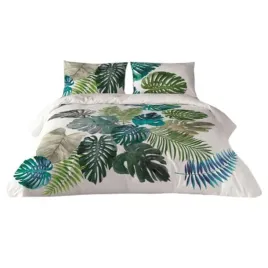 posciel-satynowa-160x200-liscie-biala-turkusowa-zielona-prestige
