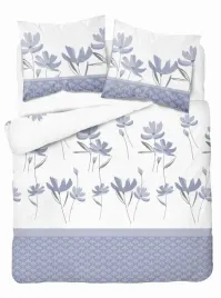 posciel-satynowa-220x200-biala-w-lawendowe-kwiaty-z-ozdobnym-pasem