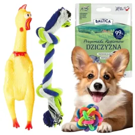 przysmaki-dla-psa-smaczki-baltica-zabawka-pilka-szarpak-kurczak-piszczacy
