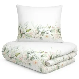 posciel-satynowa-220x200-biala-zielona-kwiaty-liscie-prestige