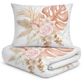 posciel-satynowa-220x200-biala-morelowa-kwiaty-liscie-prestige